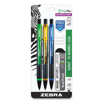 Zebra® Z-grip Plus Mechanical Pencil, 0.7 Mm, Hb (#2), Black Lead, Assorted Barrel Colors, 3-pack freeshipping - TVN Wholesale
